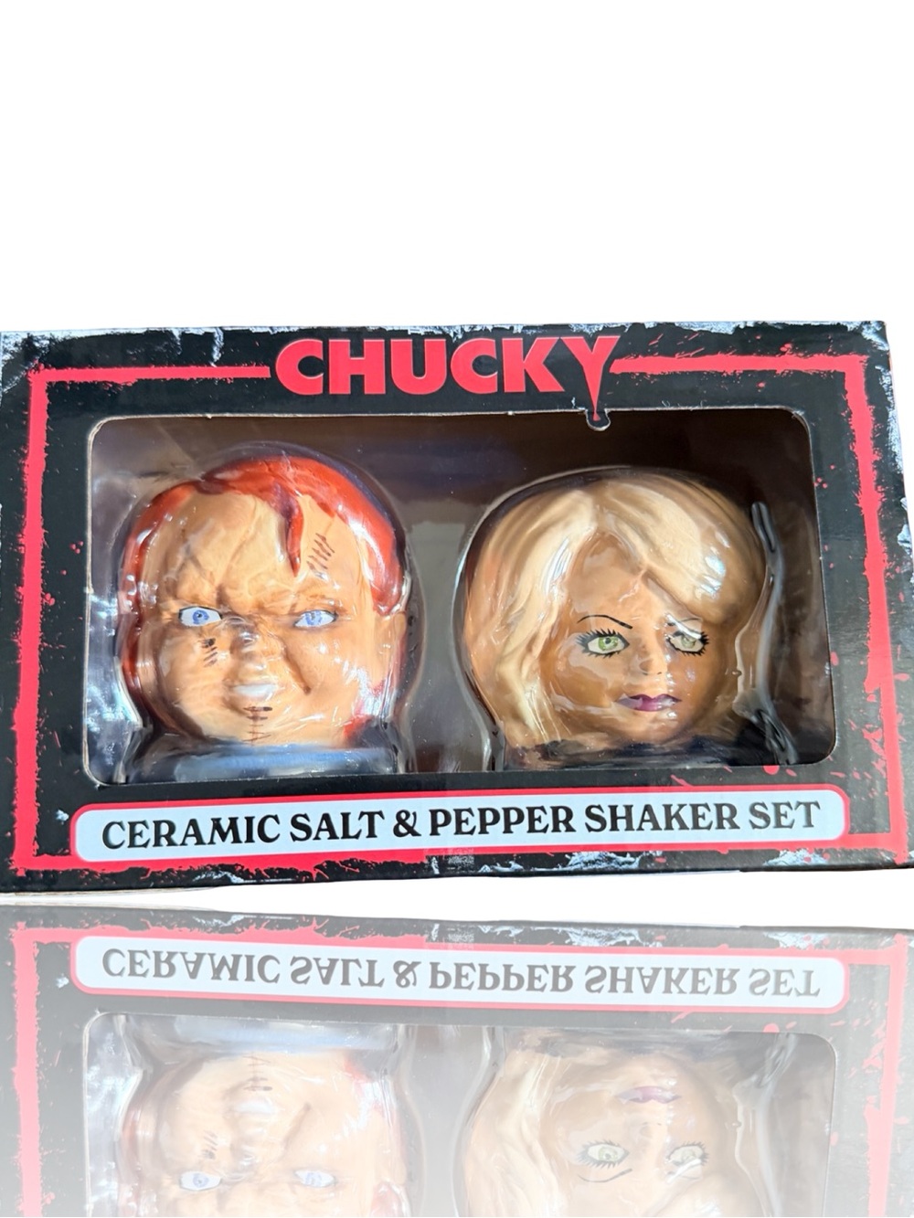 Child's Play Chucky & Tiffany Salt and Pepper Shaker Set- Hand Painted